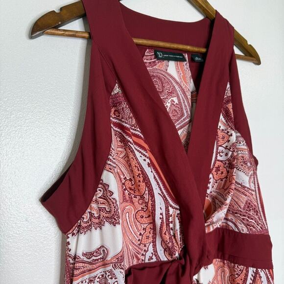 NY & C Sleeveless Paisley Tie‑Front Vest Tunic XL Boho Layering Piece - Picture 2 of 7